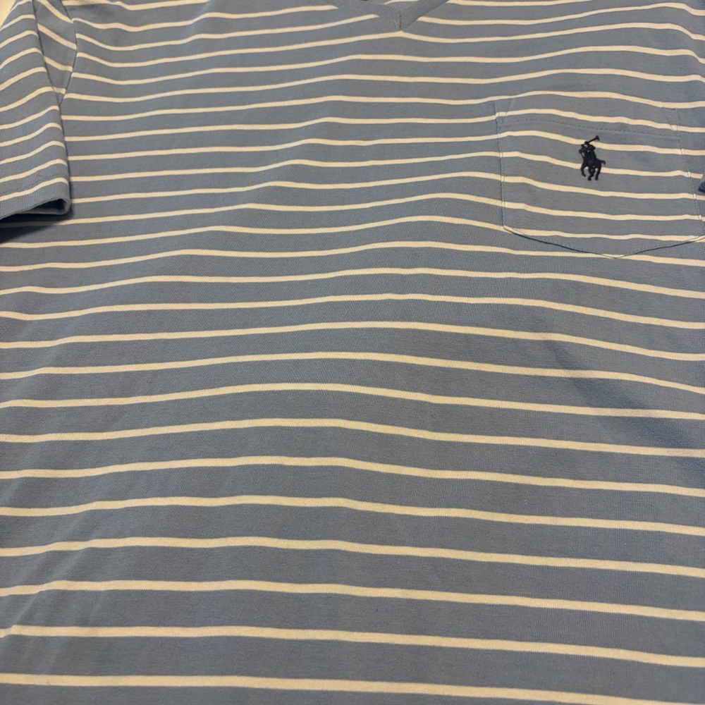 Ralph Lauren Polo Custom Slim Fit Large Blue and White Stripe Men’s tee - Picture 5 of 8